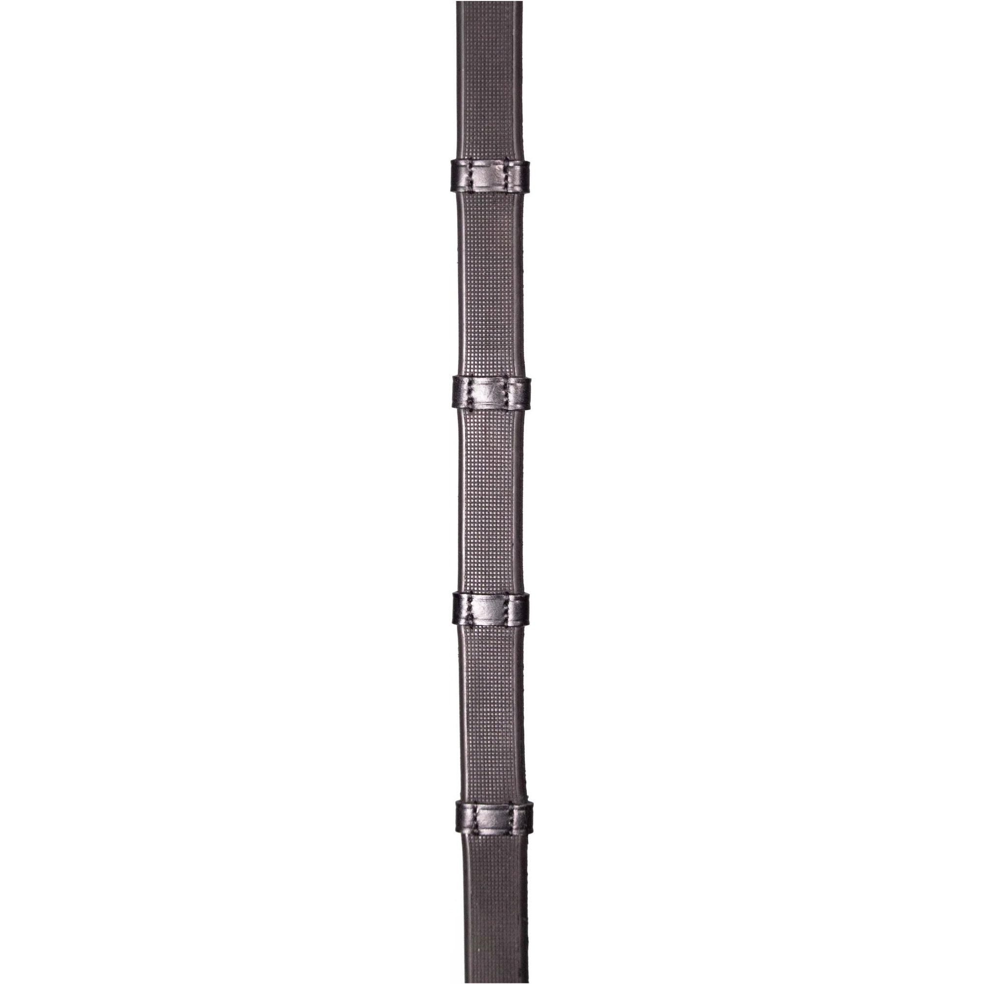 Henry James Smooth Eventer Hybrid Rubber Reins with Leather Stoppers RR8 - BLACK